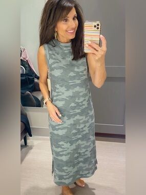 NWT Sleeveless Camo Maxi Dress in Camouflage Green